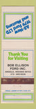 Matchbook Cover - 1979 Ford Ltd Mustang Bob Ellison Angola IN WEAR