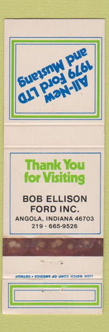 Matchbook Cover - 1979 Ford Ltd Mustang Bob Ellison Angola IN WEAR