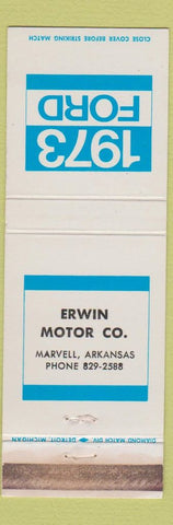 Matchbook Cover - 1973 Ford Erwin Motors Marvell AR WEAR