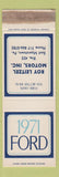 Matchbook Cover - 1971 Ford Roy Leitzel East Myerstown PA WEAR
