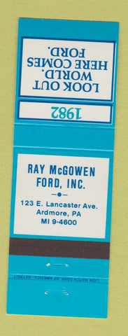 Matchbook Cover - 1982 Ford May McGowen Ardmore PA