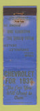 Matchbook Cover - 1939 Chevrolet Wadsworth OH low phone # WORN