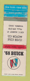 Matchbook Cover - 1968 Buick Clyde Cole Warren OH WORN