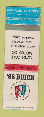 Matchbook Cover - 1968 Buick Clyde Cole Warren OH WORN