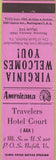 Matchbook Cover - Travelers Hotel Court South Norfolk VA