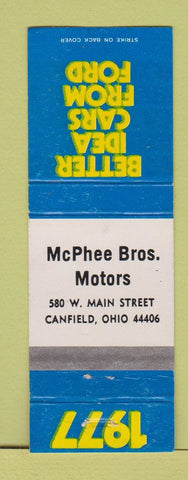 Matchbook Cover - 1977 Ford McPhee Bros Canfield OH