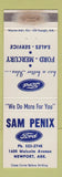 Matchbook Cover - Sam Penix Ford Newport AR Mercury WORN