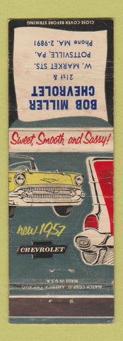 Matchbook Cover - 1957 Chevrolet Pottsville PA Bob Miller WORN