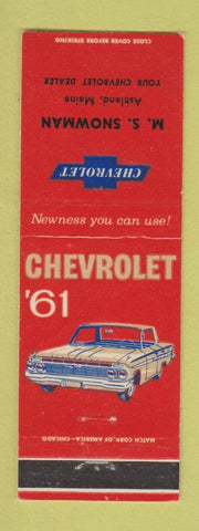 Matchbook Cover - 1961 Chevrolet MS Snowman Ashland ME LAMINATED