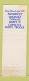 Matchbook Cover - 1965 Chevrolet Bob Kihm's Hamilton OH