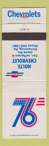 Matchbook Cover - 1976 Chevrolet Nolte Kittanning PA WEAR #2