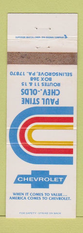 Matchbook Cover - Paul Stine Chevrolet Oldsmobile Selinsgrove PA WEAR