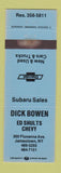 Matchbook Cover - Ed Shultz Chevrolet Dick Bowen Jamestown NY WEAR