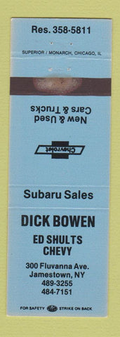 Matchbook Cover - Ed Shultz Chevrolet Dick Bowen Jamestown NY WEAR