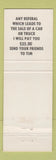 Matchbook Cover - Ed Shultz Chevrolet Tim Kardeen Jamestown NY WEAR YELLOW