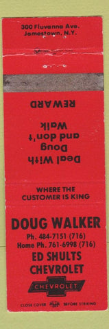Matchbook Cover - Ed Shultz Chevrolet Doug Walker Jamestown NY WEAR RED