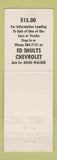 Matchbook Cover - Ed Shultz Chevrolet Doug Walker Jamestown NY WEAR RED