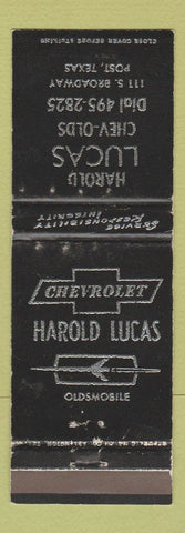 Matchbook Cover - Harold Lucas Chevrolet Oldsmobile Post TX WEAR