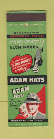 Matchbook Cover - Adam Hats SAMPLE