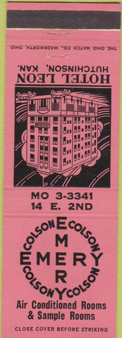Matchbook Cover - Hotel Leon Hutchinson KS pink