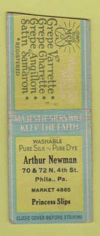 Matchbook Cover - Arthur Newman Silk Slips Philadelphia PA BOBTAIL