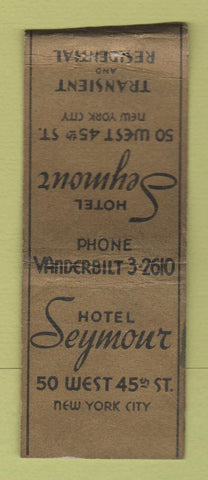 Matchbook Cover - Hotel Seymour New York City BOBTAIL
