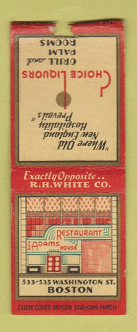 Matchbook Cover - Adams House Restaurant Boston MA BOBTAIL