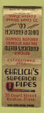 Matchbook Cover - Ehrlich's Pipes tobacco Boston MA BOBTAIL