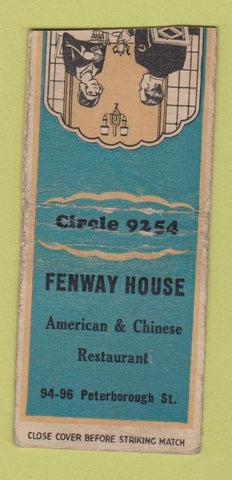 Matchbook Cover - Fenway House Boston MA WORN BOBTAIL