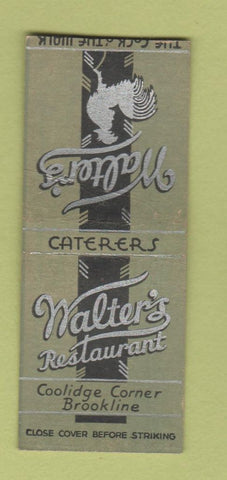 Matchbook Cover - Walter's Restaurant Brookline MA rooster deco BOBTAIL