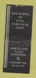 Matchbook Cover - Maryland Club Gardens Washington DC WORN BOBTAIL