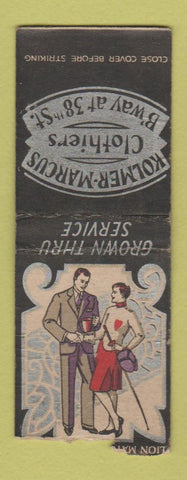 Matchbook Cover - Kolmer Marcus Clothes New York City deco WEAR BOBTAIL