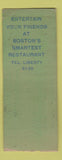 Matchbook Cover - Lido Place Chinese Food Boston MA WORN BOBTAIL