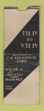 Matchbook Cover - FW Woolworth Store Loraine Hair New WORN girlie BOBTAIL