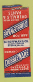 Matchbook Cover - Dubble Ware Worth Clothes Overalls M Hoffman Boston MA BOBTAIL
