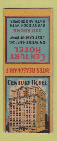 Matchbook Cover - Century Hotel New York City BOBTAIL