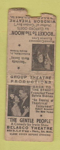 Matchbook Cover LA CA Gentle People Rocket to the Moon Play Movie? POOR BOBTAIL
