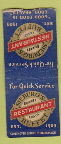 Matchbook Cover - Sieburg's Restaurant New York City BOBTAIL