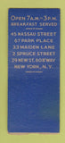 Matchbook Cover - Sieburg's Restaurant New York City BOBTAIL