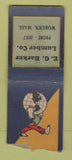 Matchbook Cover - EG Barker Lumber Woburn MA BOBTAIL