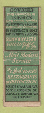 Matchbook Cover - GJ Annes Restaurant Chicago IL WEAR BOBTAIL