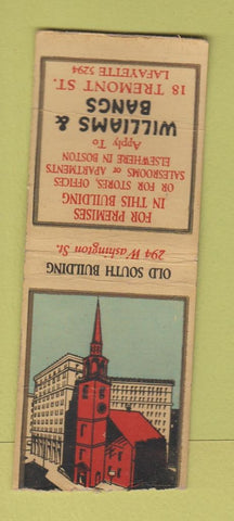 Matchbook Cover - Williams * Bang  Boston MA WEAR BOBTAIL