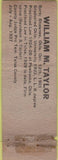 Matchbook Cover - William Taylor Court Appeals Tulsa OK WORN TAPED