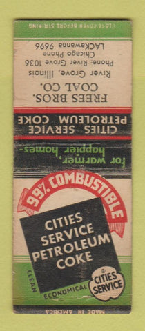 Matchbook Cover - Frees Bros Coal Cities oil gas River Grove IL WORN BOBTAIL