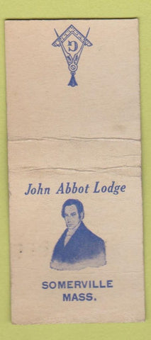 Matchbook Cover - John Abbot Masonic Lodge Somerville MA WEAR BOBTAIL