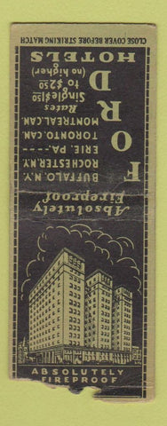 Matchbook Cover - Ford Hotels Buffalo Rochester NY Erie PA WEAR BOBTAIL