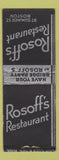 Matchbook Cover - Rosoff's Restaurant Boston MA BOBTAIL