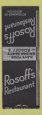 Matchbook Cover - Rosoff's Restaurant Boston MA BOBTAIL