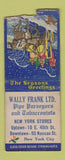 Matchbook Cover - Wally Frank Pipe Tobacco New York City Christmas WEAR BOBTAIL