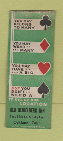 Matchbook Cover - Old Heidelberg Inn Oakland CA BOBTAIL